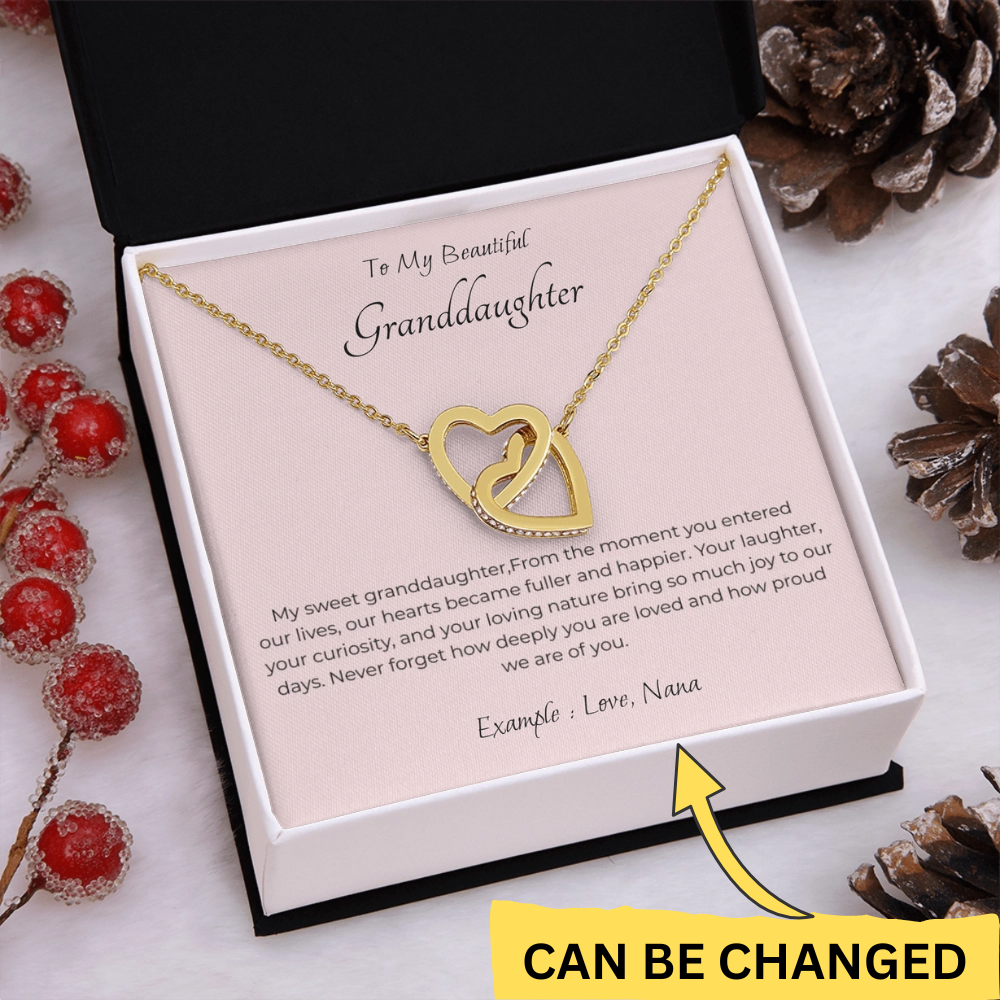 Personalized Interlocking Hearts Necklace for Granddaughter – Symbol of Endless Love, Birthday, Graduation & Christmas Jewelry Gift