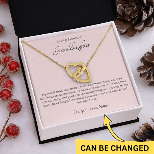 Personalized Interlocking Hearts Necklace for Granddaughter – Symbol of Endless Love, Birthday, Graduation & Christmas Jewelry Gift