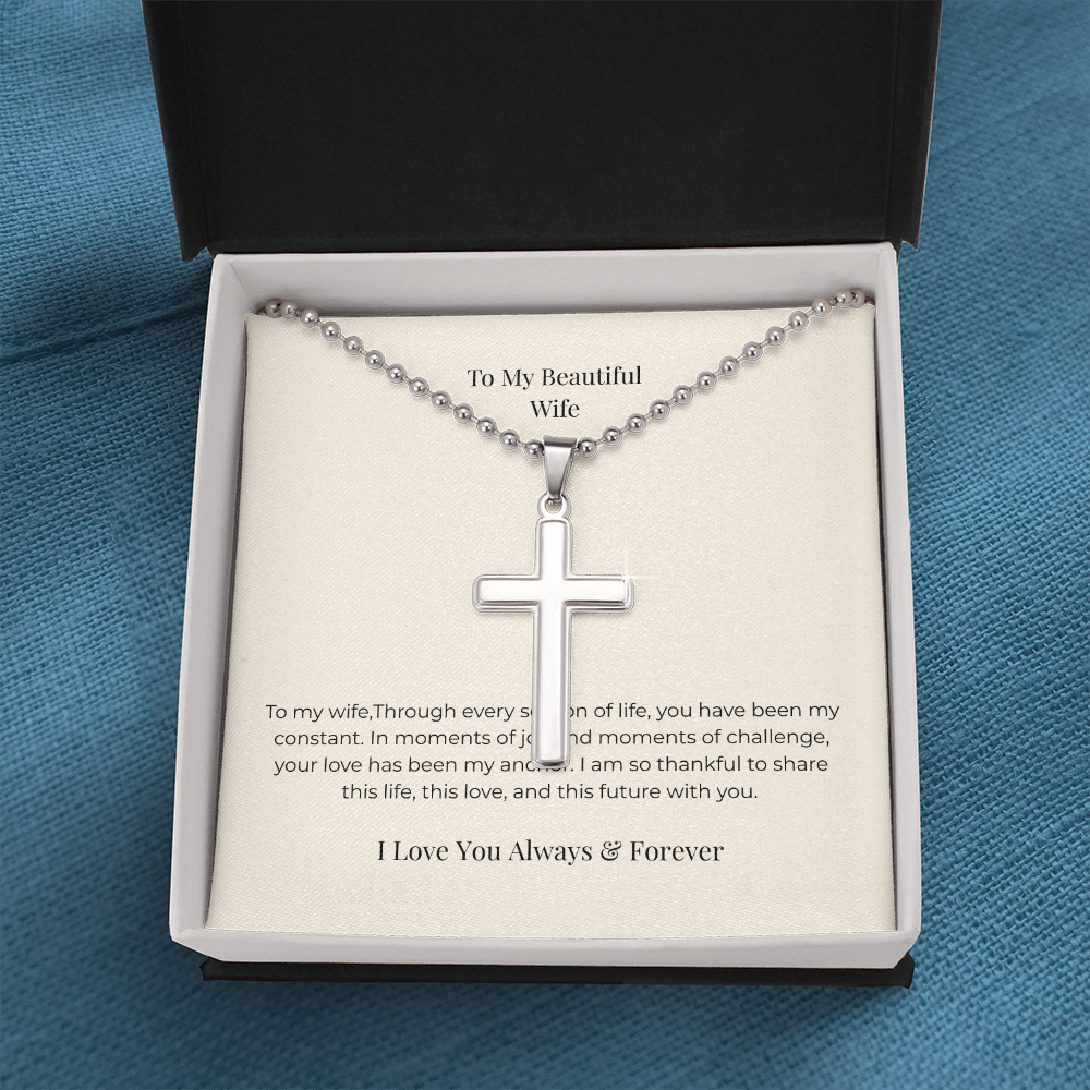 Artisan Cross Necklace with Ball Chain – Christian Faith Jewelry Gift for Men & Women