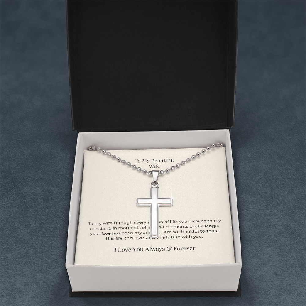 Artisan Cross Necklace with Ball Chain – Christian Faith Jewelry Gift for Men & Women