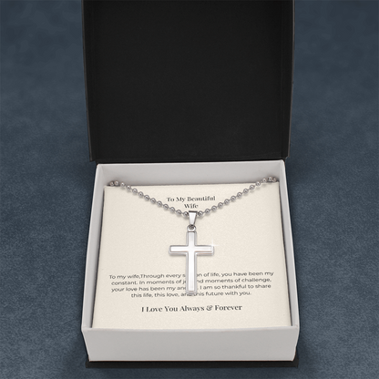 Artisan Cross Necklace with Ball Chain – Christian Faith Jewelry Gift for Men & Women
