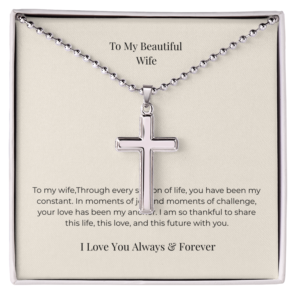 Artisan Cross Necklace with Ball Chain – Christian Faith Jewelry Gift for Men & Women