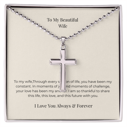 Artisan Cross Necklace with Ball Chain – Christian Faith Jewelry Gift for Men & Women