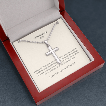 Artisan Cross Necklace with Ball Chain – Christian Faith Jewelry Gift for Men & Women