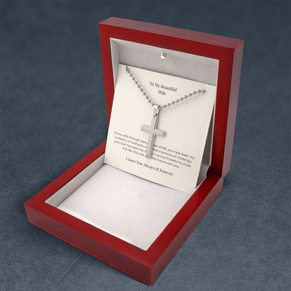 Artisan Cross Necklace with Ball Chain – Christian Faith Jewelry Gift for Men & Women