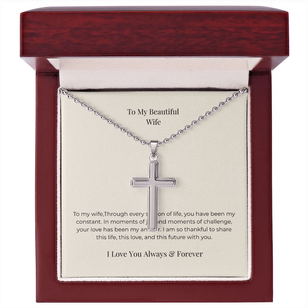 Artisan Cross Necklace with Ball Chain – Christian Faith Jewelry Gift for Men & Women
