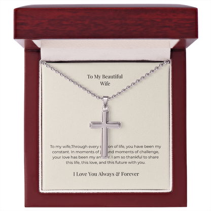 Artisan Cross Necklace with Ball Chain – Christian Faith Jewelry Gift for Men & Women