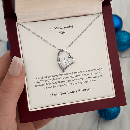 To My Beautiful Wife Forever Love Necklace – Sentimental Jewelry Gift for Anniversary, Birthday & Valentine's Day