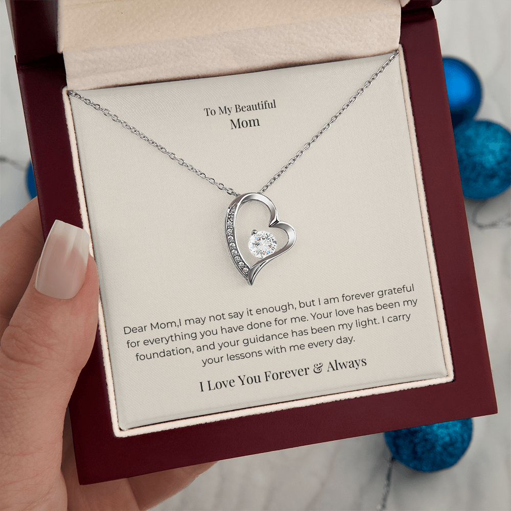 Forever Love Necklace for Mom – Timeless Jewelry Gift from Daughter or Son for Mother's Day, Birthday & Christmas