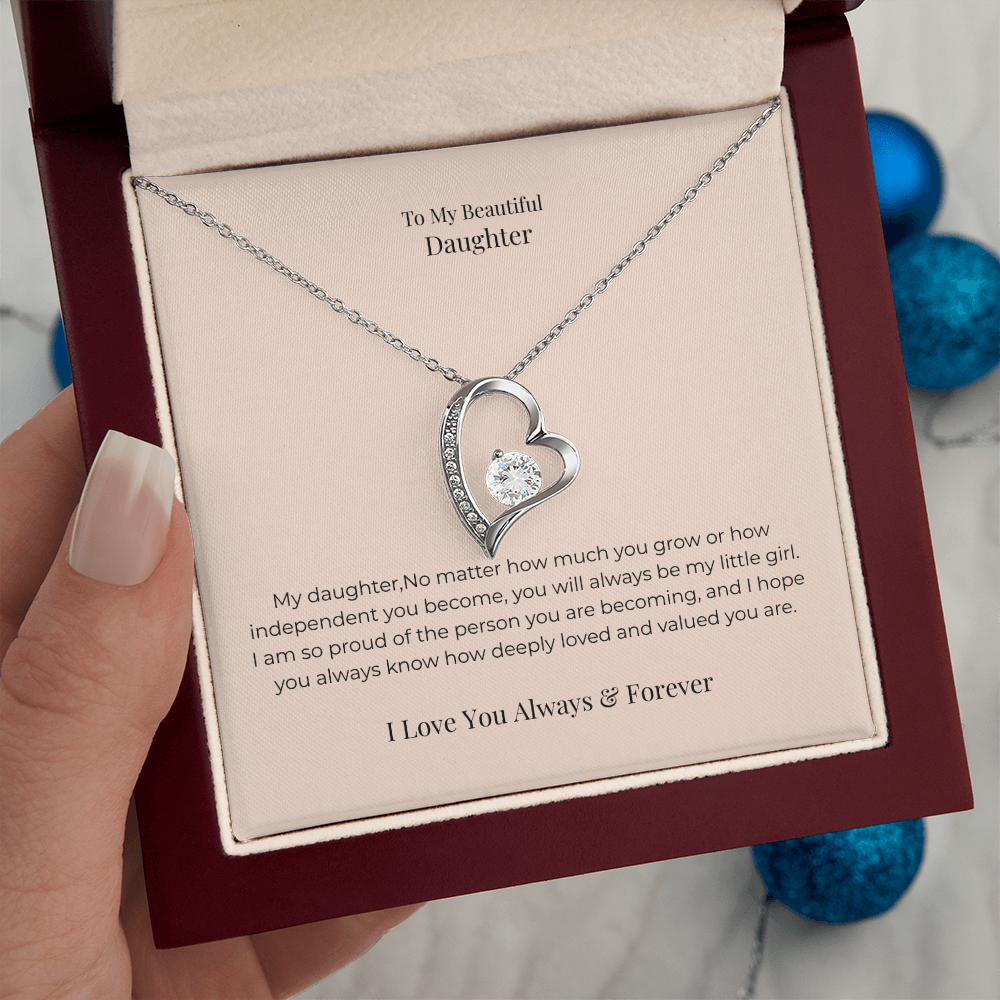 To My Daughter Forever Love Necklace – Meaningful Gift from Mom or Dad for Birthday, Graduation & Christmas