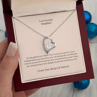 To My Daughter Forever Love Necklace – Meaningful Gift from Mom or Dad for Birthday, Graduation & Christmas