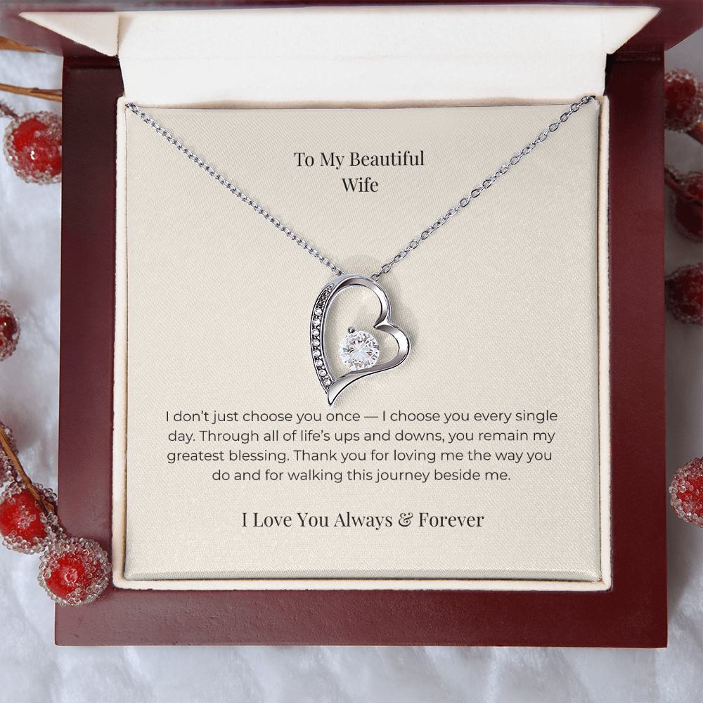 To My Beautiful Wife Forever Love Necklace – Sentimental Jewelry Gift for Anniversary, Birthday & Valentine's Day