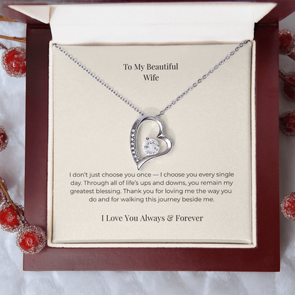 To My Beautiful Wife Forever Love Necklace – Sentimental Jewelry Gift for Anniversary, Birthday & Valentine's Day