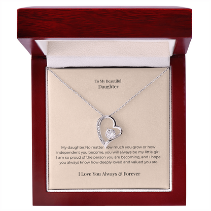 To My Daughter Forever Love Necklace – Meaningful Gift from Mom or Dad for Birthday, Graduation & Christmas