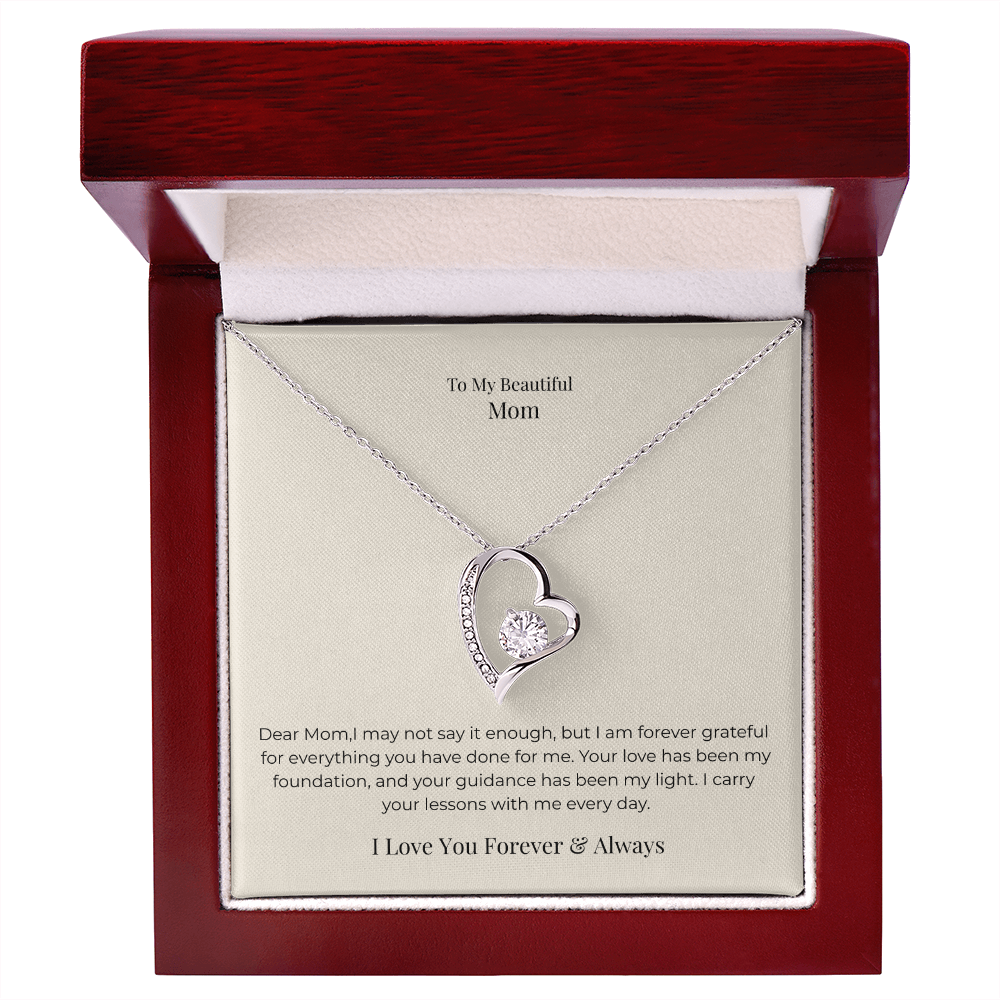 Forever Love Necklace for Mom – Timeless Jewelry Gift from Daughter or Son for Mother's Day, Birthday & Christmas