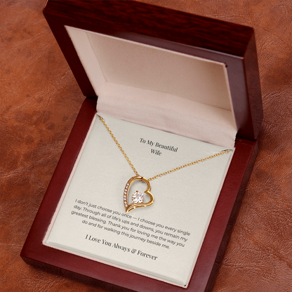 To My Beautiful Wife Forever Love Necklace – Sentimental Jewelry Gift for Anniversary, Birthday & Valentine's Day