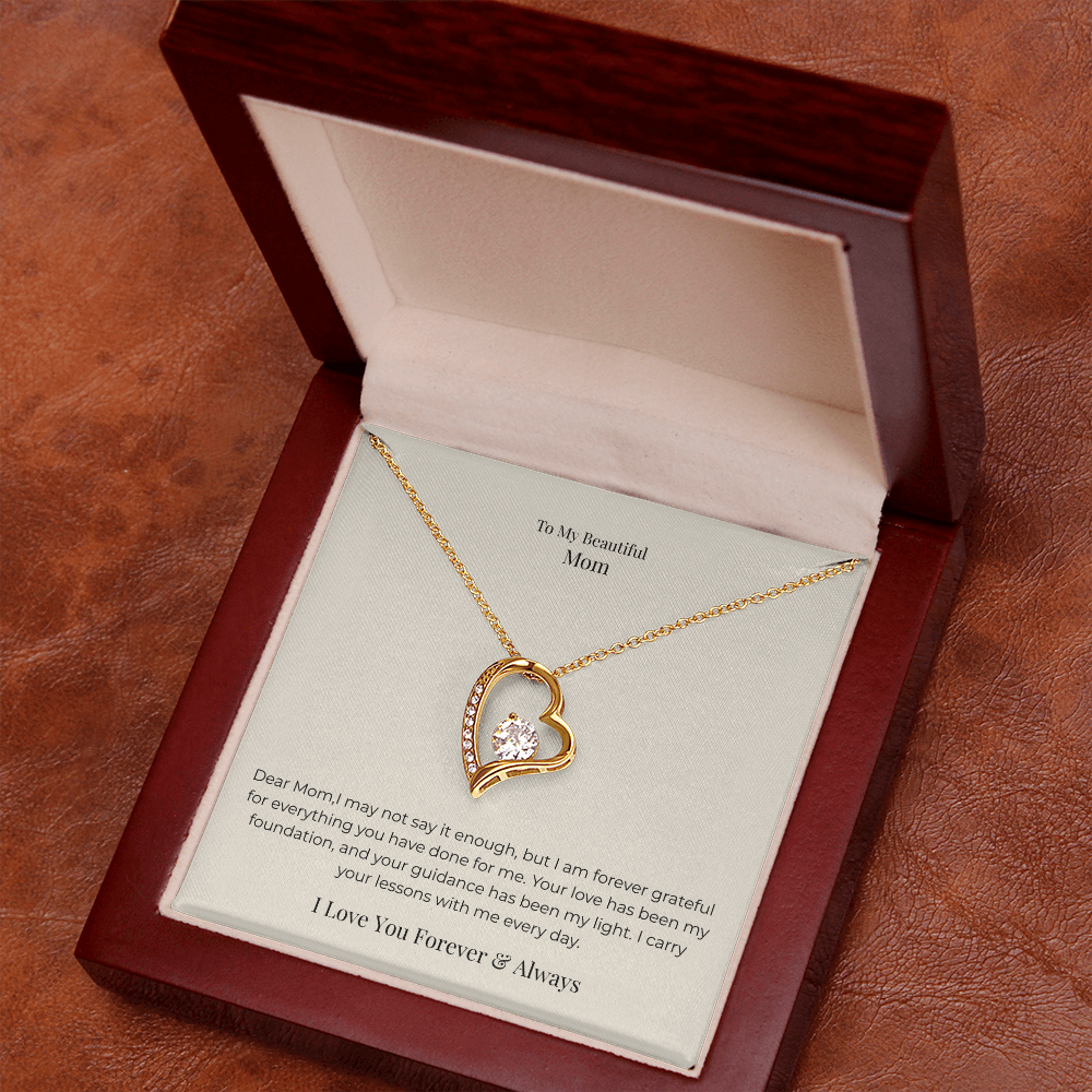 Forever Love Necklace for Mom – Timeless Jewelry Gift from Daughter or Son for Mother's Day, Birthday & Christmas