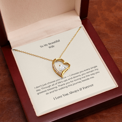 To My Beautiful Wife Forever Love Necklace – Sentimental Jewelry Gift for Anniversary, Birthday & Valentine's Day
