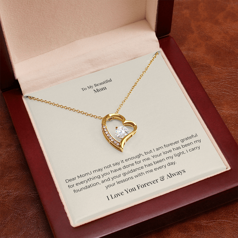 Forever Love Necklace for Mom – Timeless Jewelry Gift from Daughter or Son for Mother's Day, Birthday & Christmas