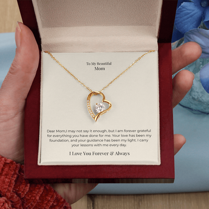 Forever Love Necklace for Mom – Timeless Jewelry Gift from Daughter or Son for Mother's Day, Birthday & Christmas