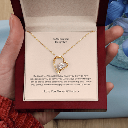 To My Daughter Forever Love Necklace – Meaningful Gift from Mom or Dad for Birthday, Graduation & Christmas