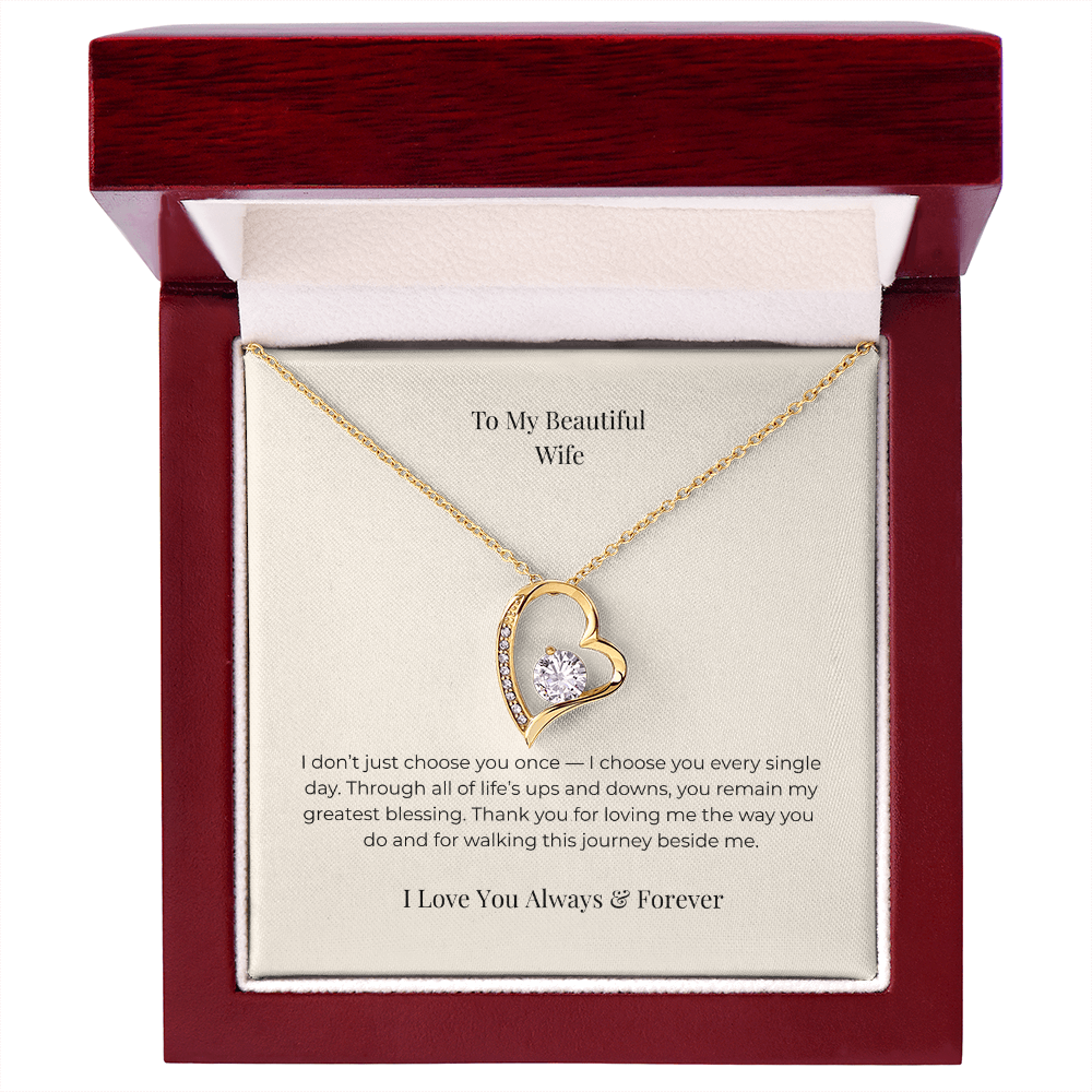 To My Beautiful Wife Forever Love Necklace – Sentimental Jewelry Gift for Anniversary, Birthday & Valentine's Day