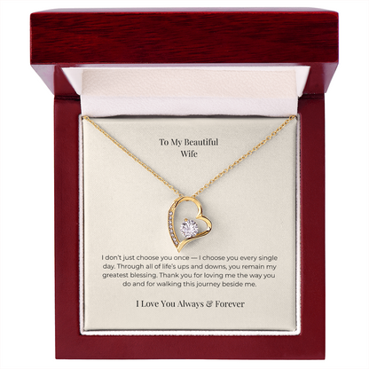 To My Beautiful Wife Forever Love Necklace – Sentimental Jewelry Gift for Anniversary, Birthday & Valentine's Day