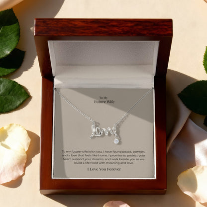 Future Wife Scripted Love Necklace – Romantic Jewelry Gift for Engagement, Proposal & Wedding Journey