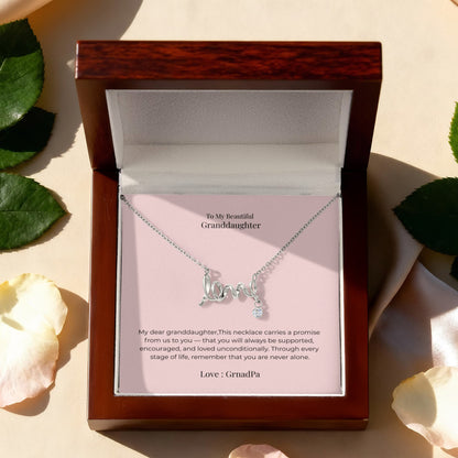 Scripted Love Necklace for Granddaughter – Heartfelt Jewelry Gift for Birthday, Graduation, Christmas & Milestone Celebrations