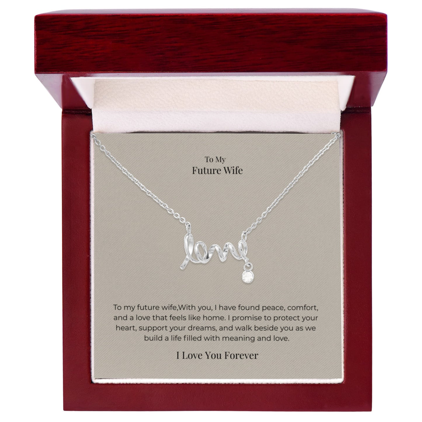 Future Wife Scripted Love Necklace – Romantic Jewelry Gift for Engagement, Proposal & Wedding Journey