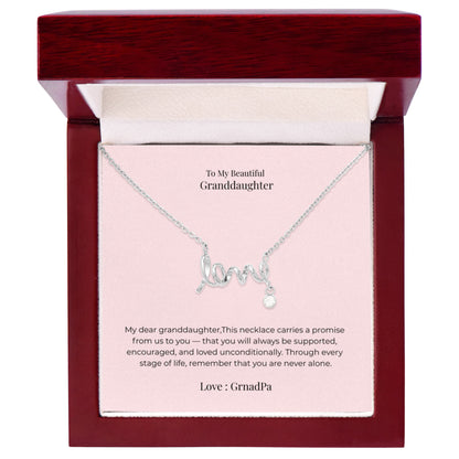 Scripted Love Necklace for Granddaughter – Heartfelt Jewelry Gift for Birthday, Graduation, Christmas & Milestone Celebrations