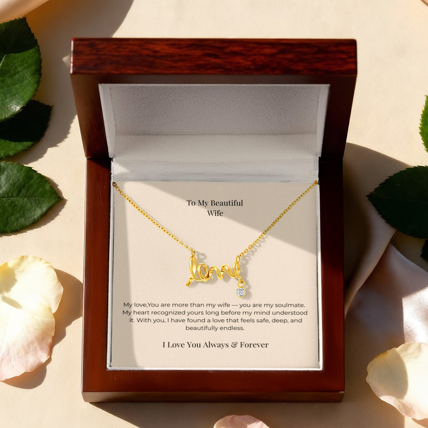 To My Wife Personalized Love Necklace – Unique Anniversary, Birthday & Christmas Jewelry Gift