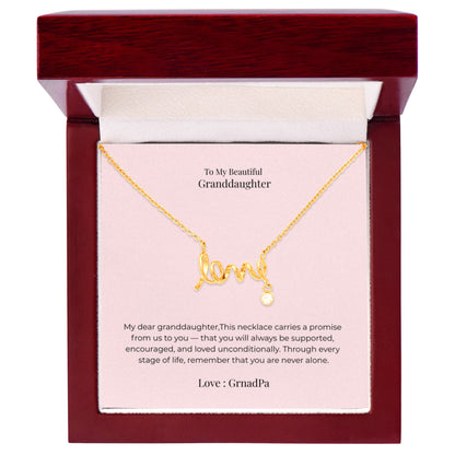 Scripted Love Necklace for Granddaughter – Heartfelt Jewelry Gift for Birthday, Graduation, Christmas & Milestone Celebrations