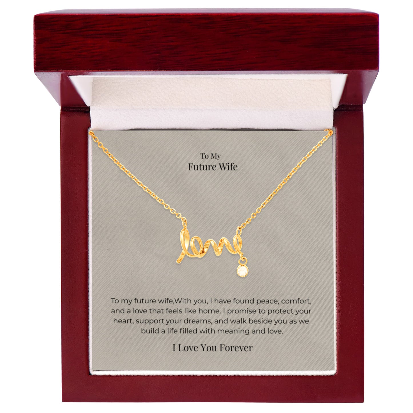 Future Wife Scripted Love Necklace – Romantic Jewelry Gift for Engagement, Proposal & Wedding Journey