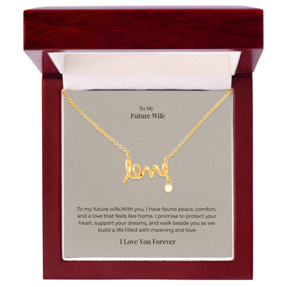 Future Wife Scripted Love Necklace – Romantic Jewelry Gift for Engagement, Proposal & Wedding Journey