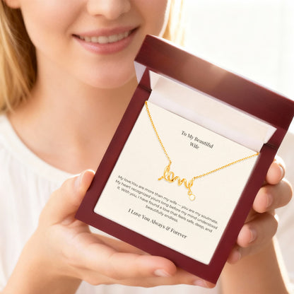 To My Wife Personalized Love Necklace – Unique Anniversary, Birthday & Christmas Jewelry Gift