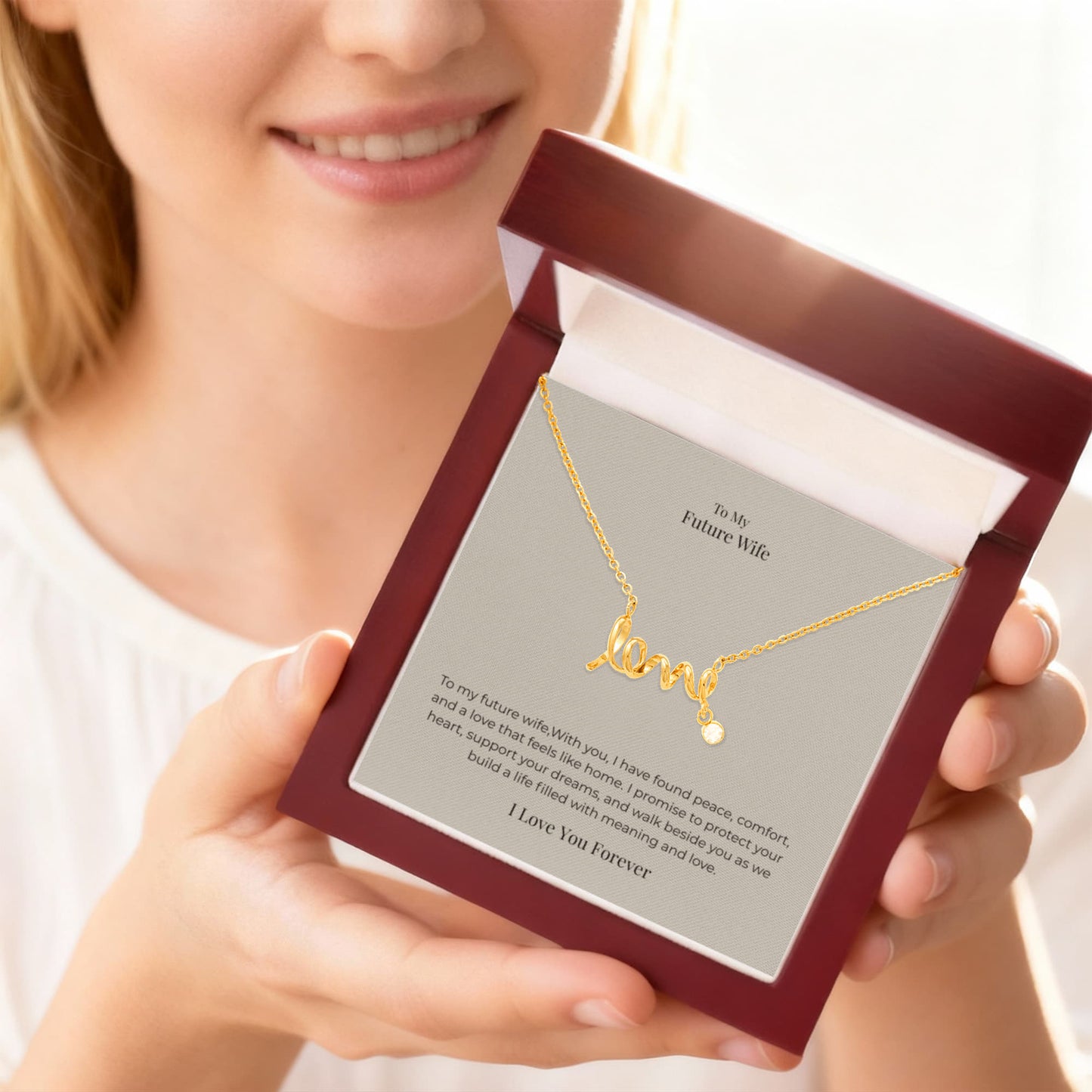 Future Wife Scripted Love Necklace – Romantic Jewelry Gift for Engagement, Proposal & Wedding Journey
