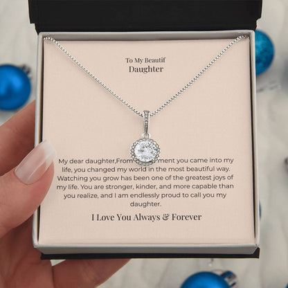 To My Daughter Eternal Hope Necklace – Inspirational Gift from Mom or Dad, Birthday, Graduation & Christmas Jewelry