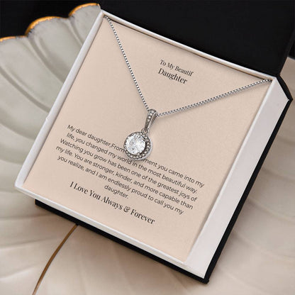 To My Daughter Eternal Hope Necklace – Inspirational Gift from Mom or Dad, Birthday, Graduation & Christmas Jewelry