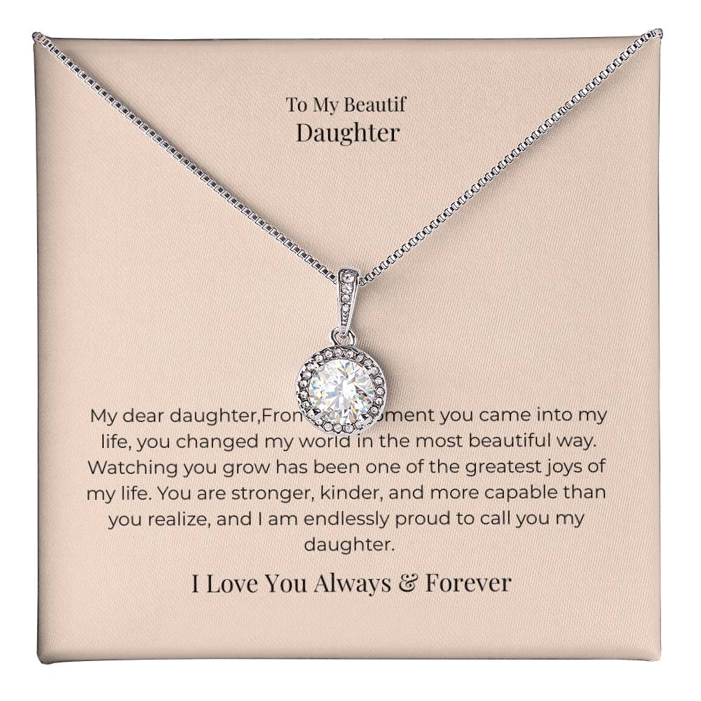To My Daughter Eternal Hope Necklace – Inspirational Gift from Mom or Dad, Birthday, Graduation & Christmas Jewelry