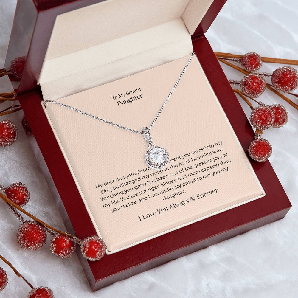 To My Daughter Eternal Hope Necklace – Inspirational Gift from Mom or Dad, Birthday, Graduation & Christmas Jewelry
