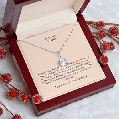 To My Daughter Eternal Hope Necklace – Inspirational Gift from Mom or Dad, Birthday, Graduation & Christmas Jewelry