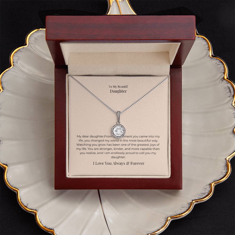 To My Daughter Eternal Hope Necklace – Inspirational Gift from Mom or Dad, Birthday, Graduation & Christmas Jewelry