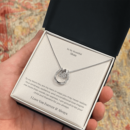 Lucky In Love Necklace for Mom – Inspirational Good Luck Jewelry Gift for Mother's Day, Birthday & Christmas