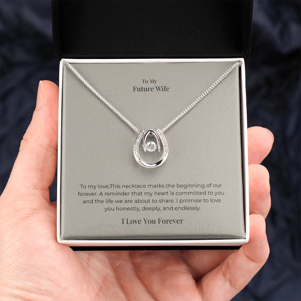 Future Wife Lucky In Love Necklace – Romantic Good Luck Jewelry Gift for Engagement, Proposal & Wedding Journey