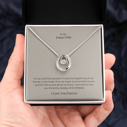 Future Wife Lucky In Love Necklace – Romantic Good Luck Jewelry Gift for Engagement, Proposal & Wedding Journey