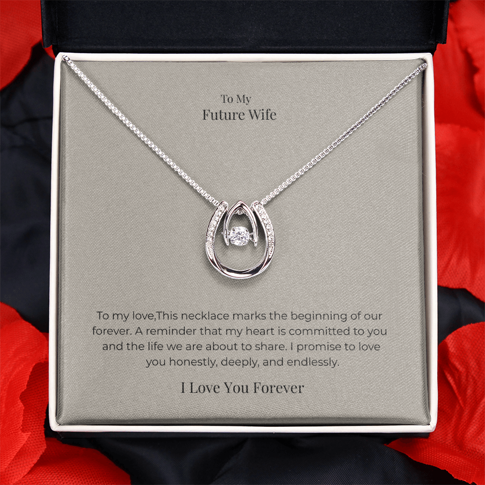 Future Wife Lucky In Love Necklace – Romantic Good Luck Jewelry Gift for Engagement, Proposal & Wedding Journey