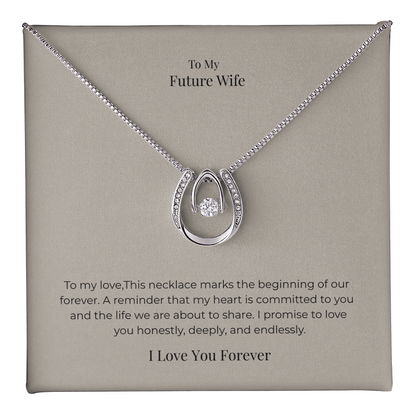 Future Wife Lucky In Love Necklace – Romantic Good Luck Jewelry Gift for Engagement, Proposal & Wedding Journey