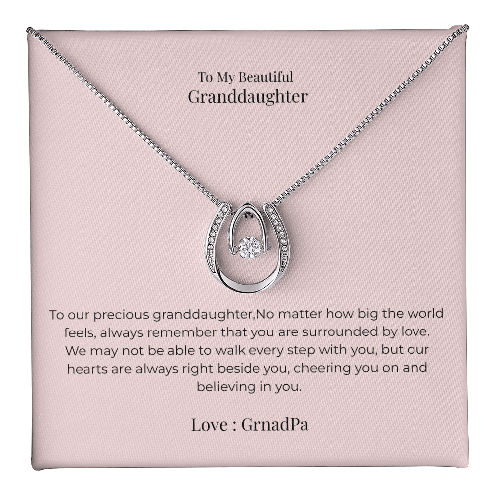 Lucky In Love Necklace for Granddaughter – Inspirational Good Luck Jewelry Gift for Birthday, Graduation & Christmas