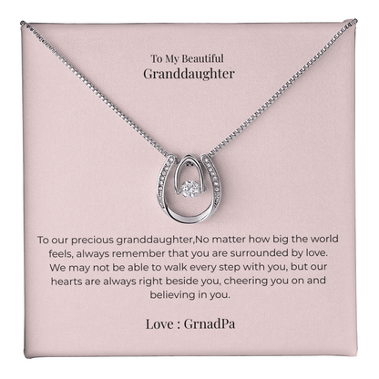 Lucky In Love Necklace for Granddaughter – Inspirational Good Luck Jewelry Gift for Birthday, Graduation & Christmas